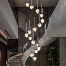 Axyaa Crystal Stair Chandelier Ceiling Lamp LED Chandeliers for Living Room