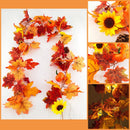 Axyaa Gold Maple Leaf & Sunflower Vines with Pumpkin LED Light