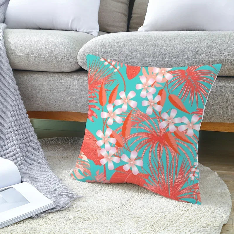 Axyaa Starfish Stripe Print Cushion Cover | Pink Coral Orange Home Decor Pillow Cover