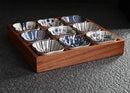 Axyaa Solid Wood Tea & Fruit Tray with Grid Plates
