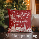Christmas Red Deer & Merry Words Pattern Pillow Cover by Axyaa for Sofa Bedroom Car