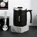 Axyaa Stainless Steel Coffee Mug with Spoon, Lid, and Handle - 500ml