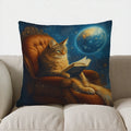 Axyaa Space Cat Reading Book Pillow Cover for Sofa, Bedroom, Car