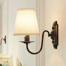 Axyaa Black Iron Wall Lamp with Fabric Shade for Living Room, Bedroom, or Study