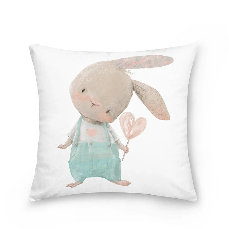 Easter Bunny Polyester Throw Pillow for Home Decor Sofa by Axyaa