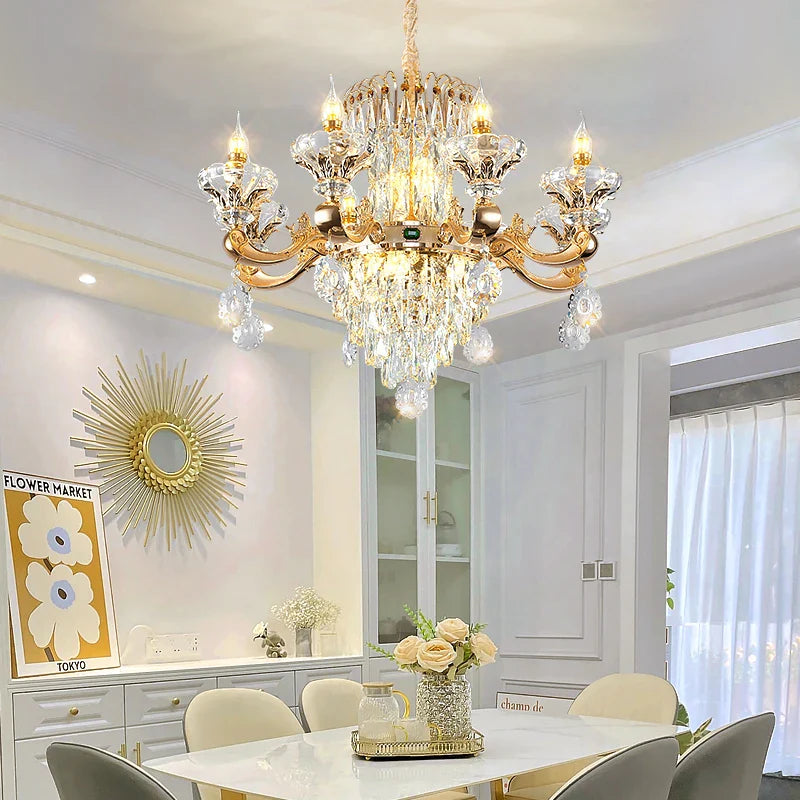 Axyaa Crystal Chandelier: Elegant Light for Living, Dining, Bedroom, or Hotel