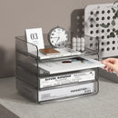 Axyaa 4-Tier Paper Tray Desk Organizer with Pen Holder, Stackable File Organizer