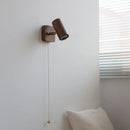 Axyaa Wood LED Wall Lamp Sconce Pull Chain Switch Square Round Light