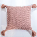 Axyaa Soft Knit Cushion Cover 45x45cm Solid Pillow Case with Tassels