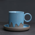 Axyaa Coarse Pottery Glazed Coffee Cup and Saucer Set, 200ML