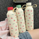 Axyaa Kawaii Cherry Thermos Bottle 500ml Stainless Steel Tumbler Gym Water Bottle