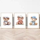 Axyaa Vintage Teddy Bear Sports Wall Art Print for Kids Room