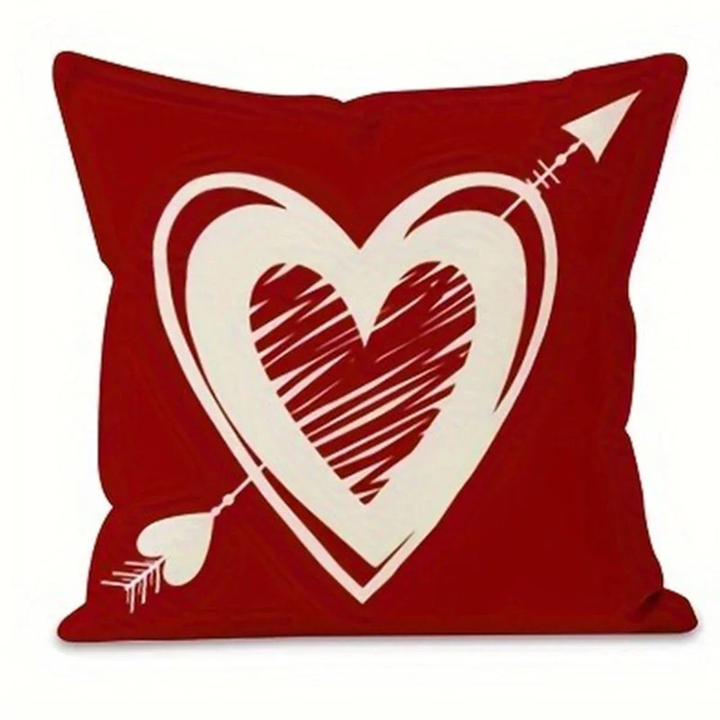 Axyaa Red Love Pattern Pillowcase for Home Sofa Decoration