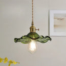 Axyaa Glass Chandelier Brass Walnut Amber Flower Glass Home Decor