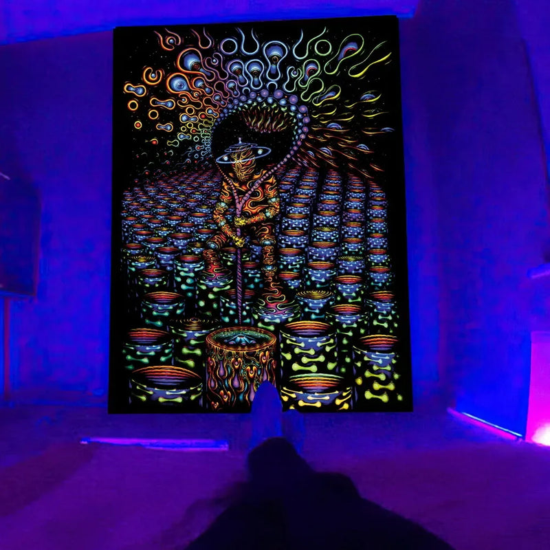Axyaa Black Light Tapestry for UV Reactive Psychedelic Vibe