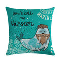 Axyaa Sea Lion Linen Pillowcase for Sofa Bedroom Children's Room Decor 45cm*45cm