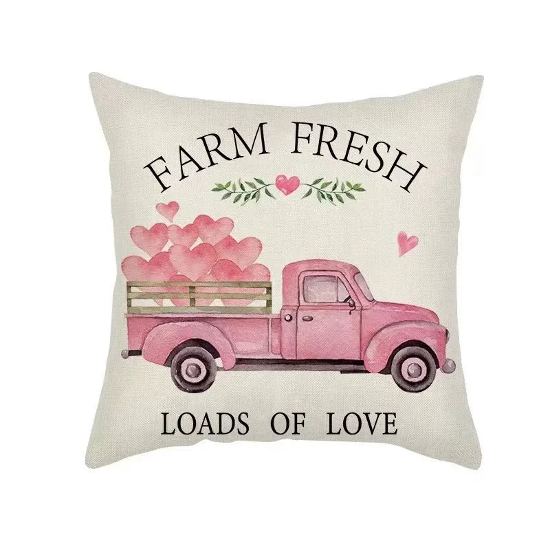 Valentine's Dwarf Truck Love Pillowcase for Family Room Sofa by Axyaa