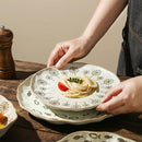 Axyaa Coarse Tao Pan Pasta Plate Set, Colorful Ceramic Tableware