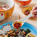 Axya Japanese White Lucky Cat Ceramic Soup Spoon 14cm Bone Dinnerware
