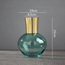 Axyaa Gold Metal Glass Vase - Round Flower Arrangement Home Decor
