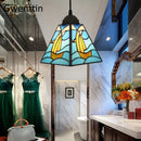 Axyaa Stained Glass Pendant Lights for Mediterranean Loft Decor