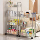 Axyaa Transparent Multilayer Acrylic Trolley with Wheels for Home Storage Shelf