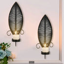 Axyaa Retro Iron Candle Holder Wall Decor for Aromatherapy, Black Gold Living Room Accent
