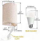 Axyaa Stepped Color Wall Lamp Set for Bedrooms, On/Off Switch, Linen Fabric