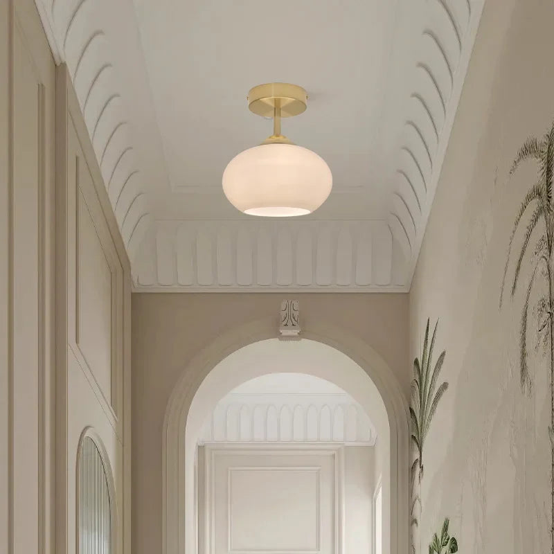 Axyaa Copper Glass LED Ceiling Lamp - Modern Indoor Lighting Fixtures