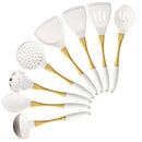 Axyaa White Gold Silicone Kitchen Utensils Set - Heat-resistant Cooking Tools