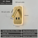 Axyaa LED Wall Sconce Reading Light with USB Ports & Adjustable Spotlight