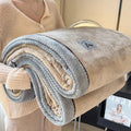 Axyaa White Knitted Velvet Throw Blanket Soft Fleece Bedspread Warm All-season Blanket