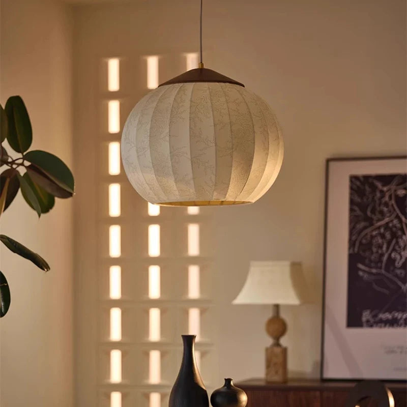 Axyaa Wabi Sabi Cloth Pendant Light: Retro Fabric Chandelier for Living Room & Restaurant
