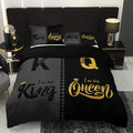 Axyaa Black Grey Crown Lettering Duvet Cover Set for Home Dorm Decor