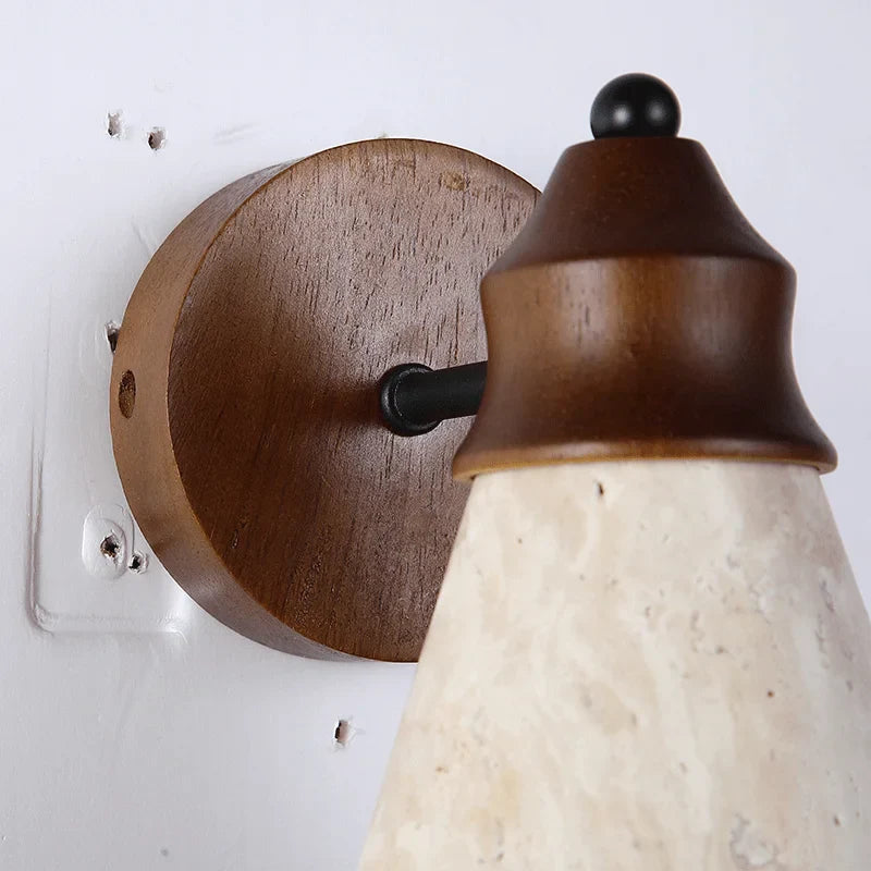 Axyaa Classical Yellow Travertine Wall Lamp Bedroom Sconce LED Lighting