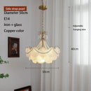 Axyaa Modern Shell Glass Chandelier - Copper Pendant LED Light for Home Decor