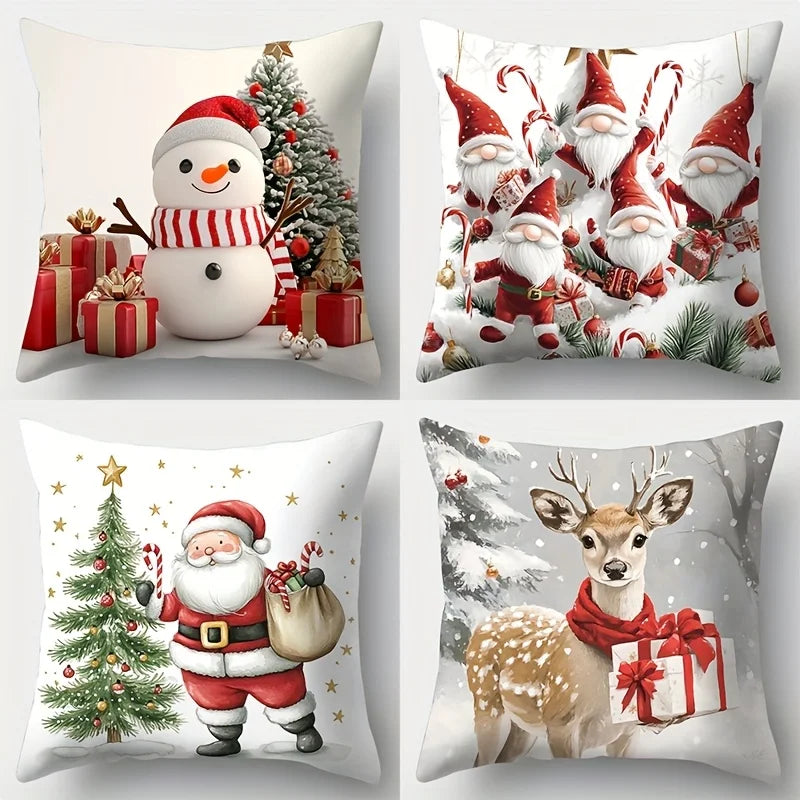 Axyaa Christmas Pillowcase Set, 17.7"x17.7", Festive Sofa Decoration, Printed on One Side