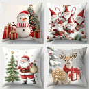 Axyaa Christmas Pillowcase Set, 4pcs, 17.7"*17.7", Festive Sofa Decor, Lumbar Cushion Cover