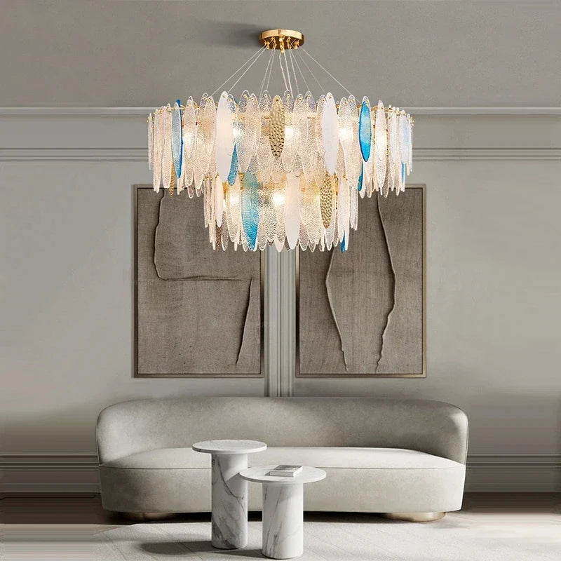 Axyaa Gold Metal Chain Pendant Lights for Modern Luxury Living Room