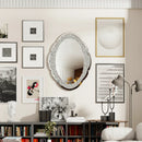 Axyaa Crystal Arch Vanity Mirror with Crushed Diamonds for Home and Hotel Wall Decor