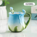 Axyaa Ceramic Rose Butterfly Teacup Set Milk Coffee Cup Camellia Afternoon Exquisite