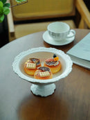 Axyaa Ceramic Relief Fruit Tray, High Leg Dim Sum Tray for Restaurant Decor