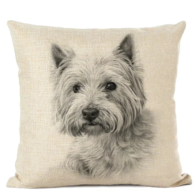 Cute Bulldog Hand-Painted Linen Pillowcase by Axyaa Teddy Collection
