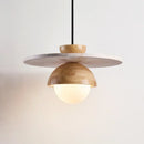 Axyaa Stone Log Wood Japanese Style Pendant Chandelier for Bedroom and Desk Home