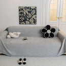 Axyaa Chenier Solid Color Sofa Cover with Tassel Trim