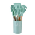 Axyaa 12-Piece Silicone Utensils Set with Wooden Handles for Non-Stick Cooking