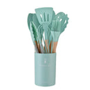 Axyaa 12-Piece Silicone Utensils Set with Wooden Handles for Non-Stick Cooking