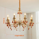 French Crystal Chandelier: Axyaa Luxury Copper LED Pendant Light, Red Crystal Hanging Lamp.