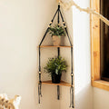 Axyaa Triangle Wood Wall Shelf Boho Decor Stand for Living Room Bedroom