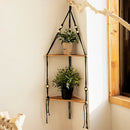 Axyaa Triangle Wood Wall Shelf Boho Decor Stand for Living Room Bedroom